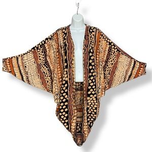 Bohemian Robe Kimono Draped Women Casual Slouchy Hippie Festival Orange Black